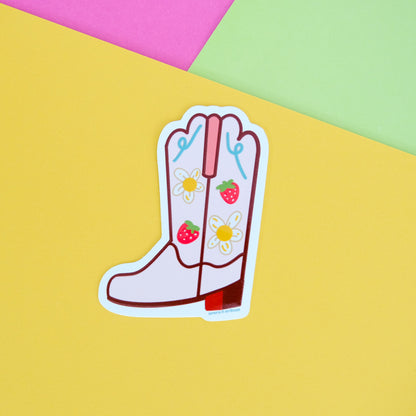 Strawberry Cowgirl Boot Vinyl Sticker product photo