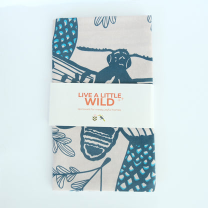 Texas Night & Brush Tea Towel with Acorn & Artisan retail packaging