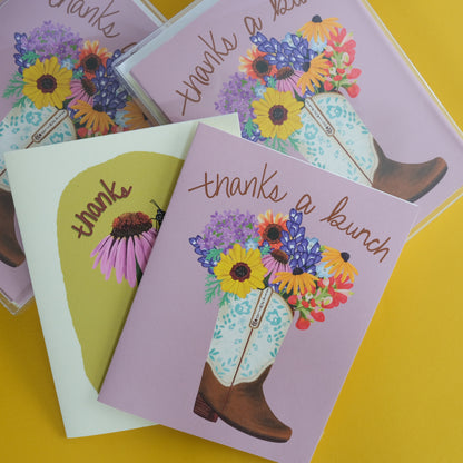 Thank You Card Set of 6 | Monarch & Cowgirl Boot