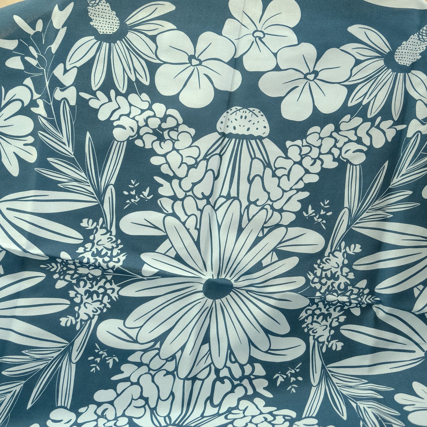 Close-up of Wildflower Collector Floral Cotton Bandana, showing the illustrated design and product details