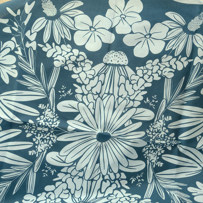 Close-up of Wildflower Collector Floral Cotton Bandana, showing the illustrated design and product details