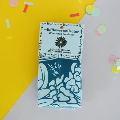 Flat lay of Wildflower Collector Floral Cotton Bandana, showing the full design