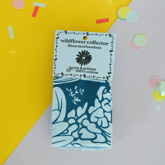 Flat lay of Wildflower Collector Floral Cotton Bandana, showing the full design
