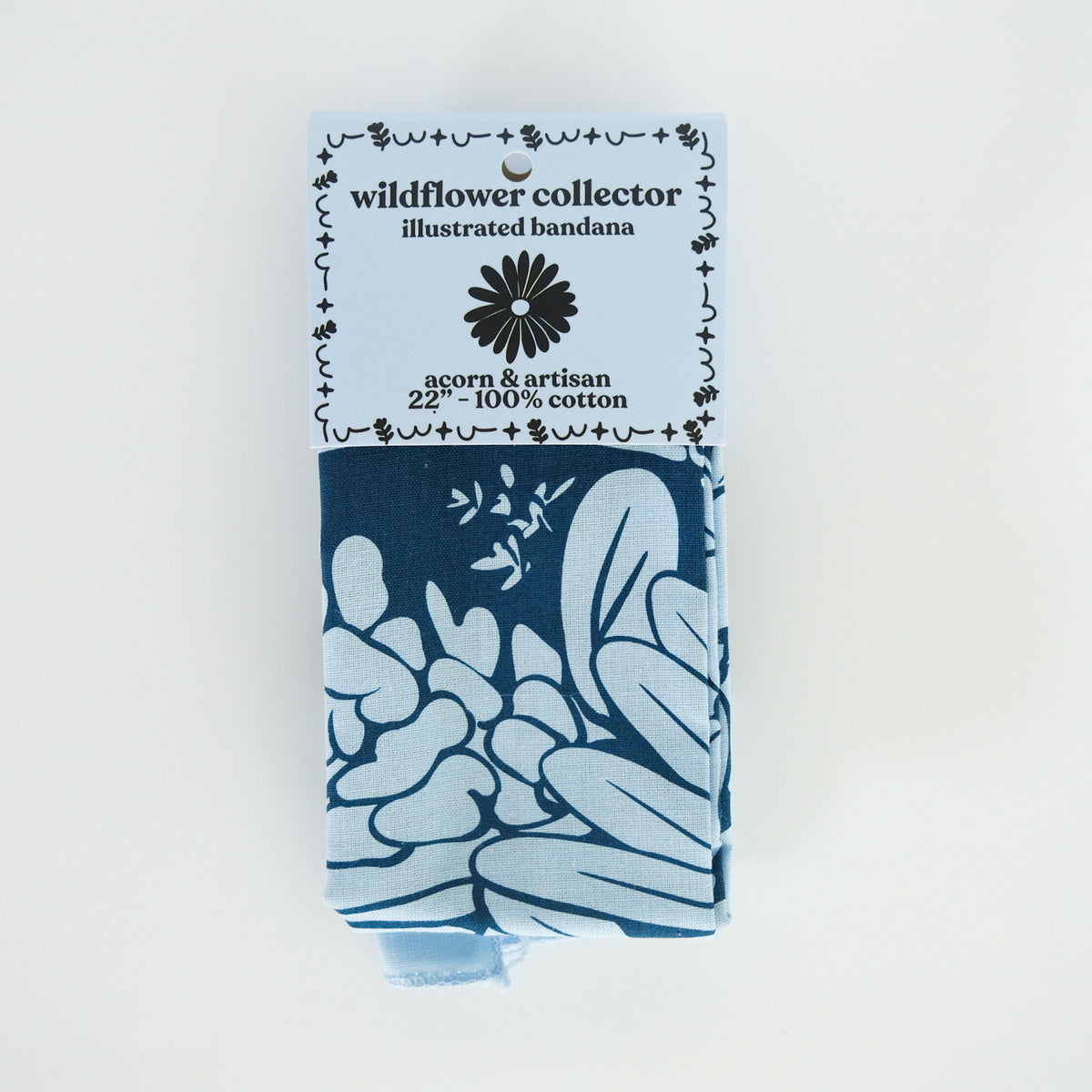Wildflower Collector Floral Cotton Bandana photographed on a white background