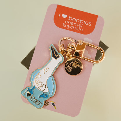 Bird Keychain, Blue Footed Booby Design