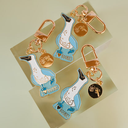 Bird Keychain, Blue Footed Booby Design