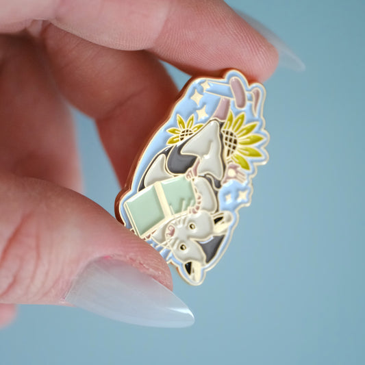 Reading Opossum Enamel Pin