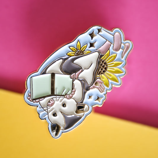 Reading Opossum Enamel Pin