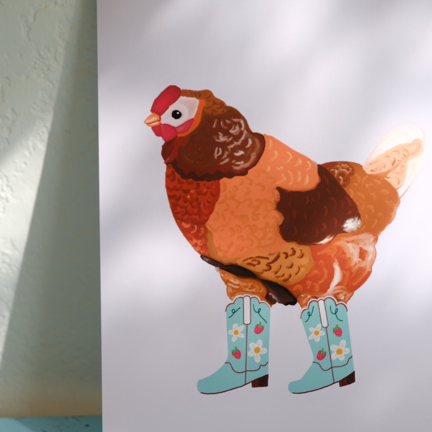 Art Print – Berry Cowgirl Chicken Illustration