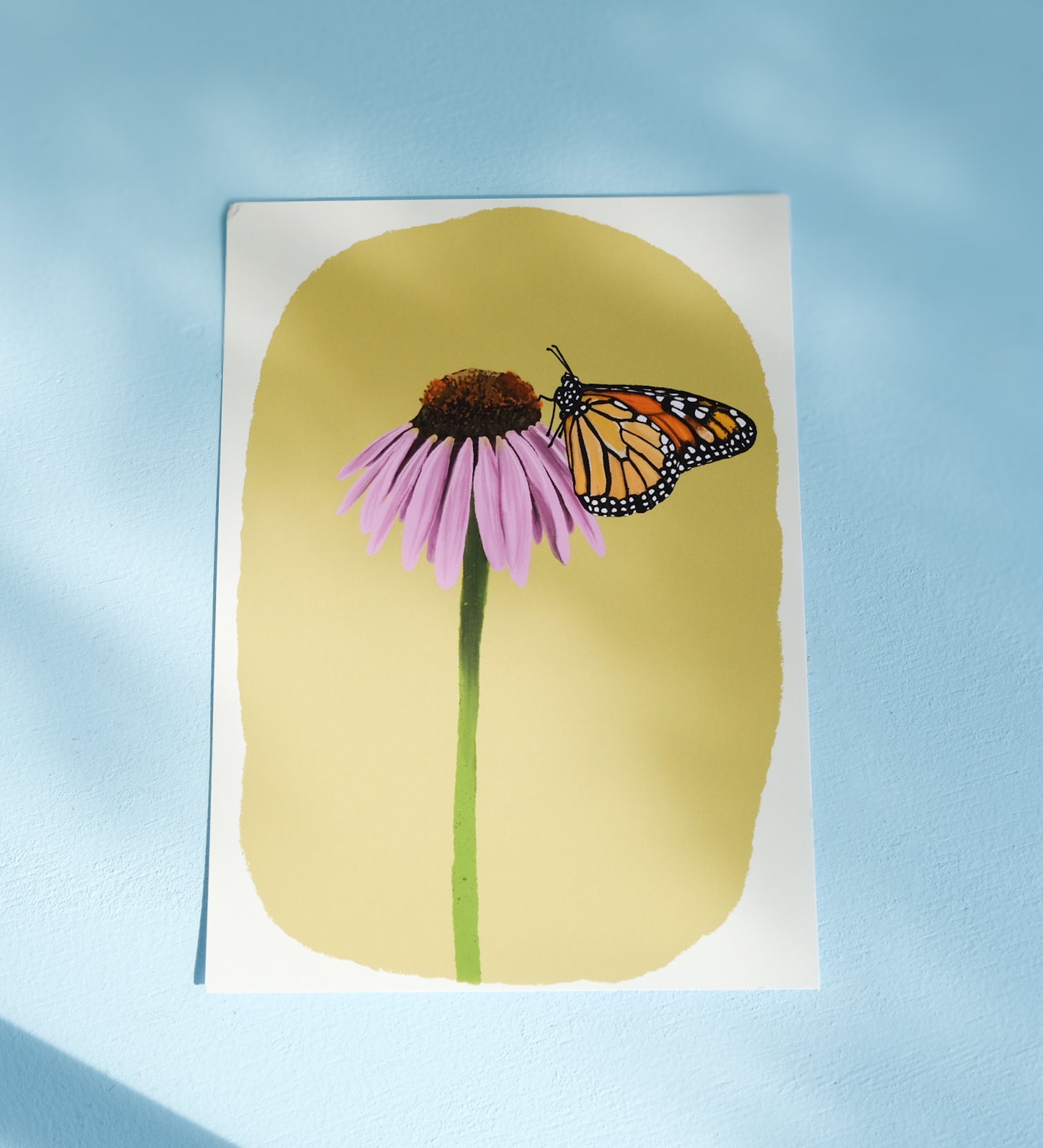 Art Print – Monarch Butterfly and Coneflower Illustration