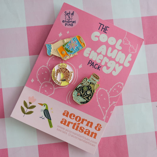 Cool Aunt Energy Enamel Pin Set