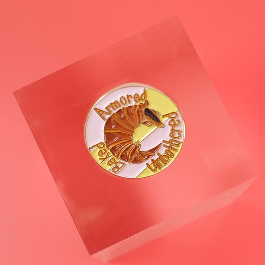Armadillo Enamel Pin, Croissantadillo Design
