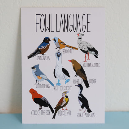 Art Print – Fowl Language Bird Illustration