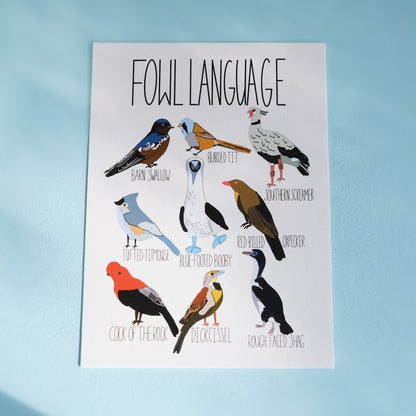Art Print – Fowl Language Bird Illustration