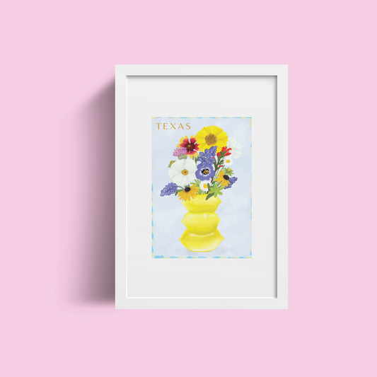 Texas Wildflower – Botanical Flower Illustration, Nature Wall Decor, Modern Cottagecore Home Gift