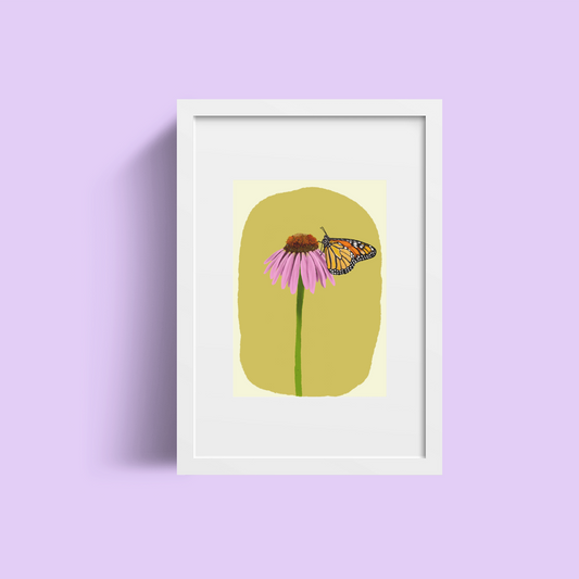 Monarch Butterfly and Coneflower Art Print