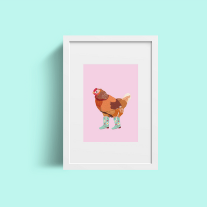 Art Print – Berry Cowgirl Chicken Illustration