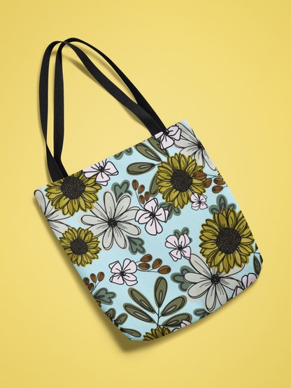 Floral Sunflower Canvas Tote Bag | Reusable Eco-Friendly Shopping Bag