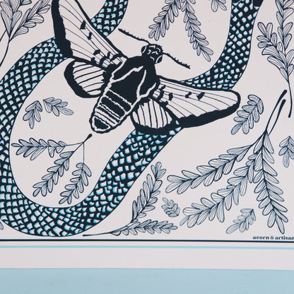 Art Print – Moth and Snake Illustration
