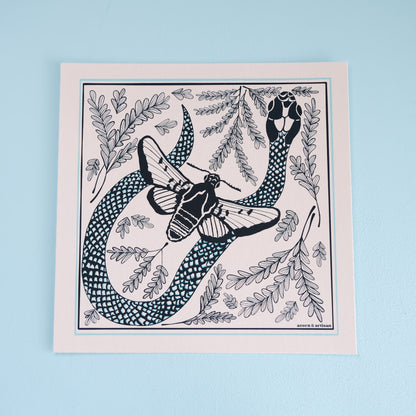 Art Print – Moth and Snake Illustration