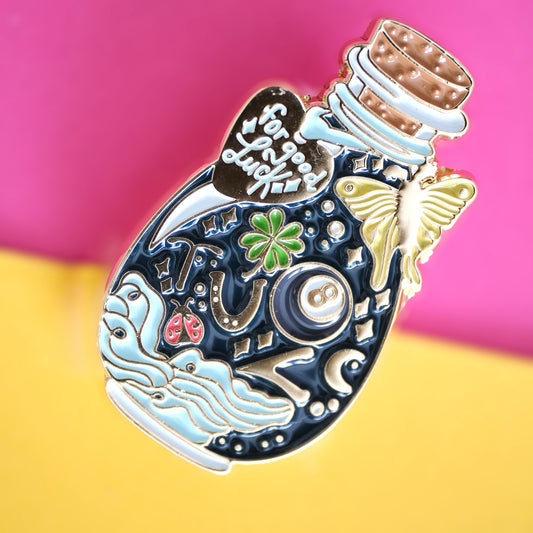 For Good Luck Bottle Enamel Pin