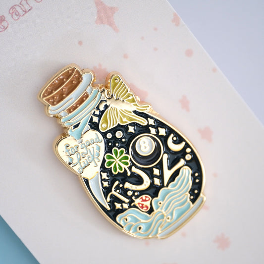 For Good Luck Bottle Enamel Pin