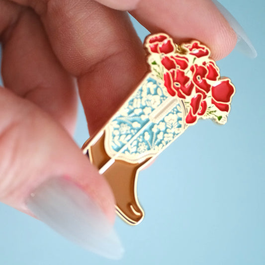 Poppy Cowboy Boot Bouquet Enamel Pin