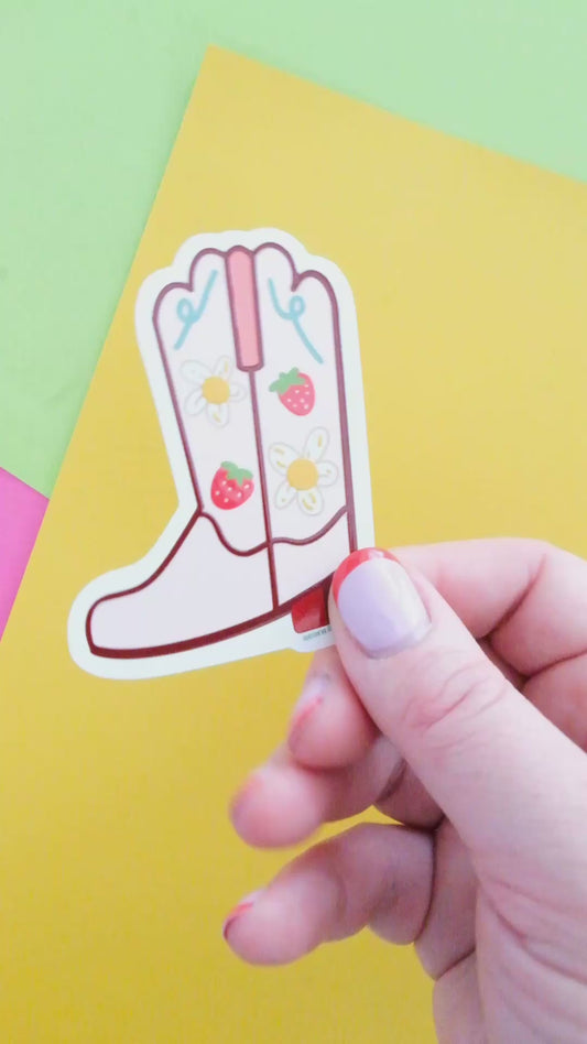 Strawberry Cowgirl Boot Vinyl Sticker
