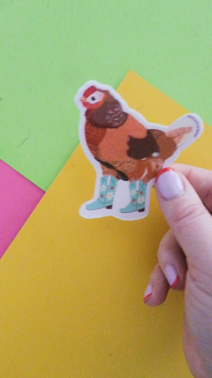 Cowgirl Chicken Vinyl Sticker