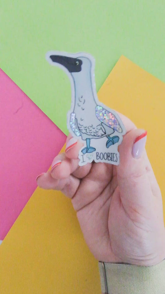 I Love Boobies Blue-Footed Booby Vinyl Sticker