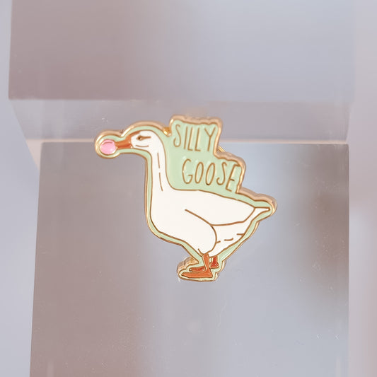 Funny Goose Enamel Pin, Silly Goose Design