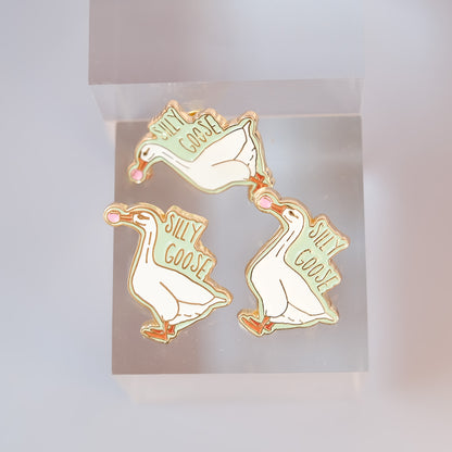 Silly Goose Enamel Pin – Funny Goose Animal Pin