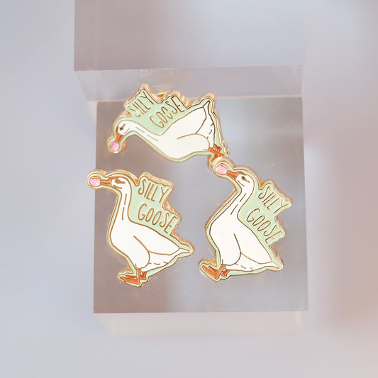 Funny Goose Enamel Pin, Silly Goose Design