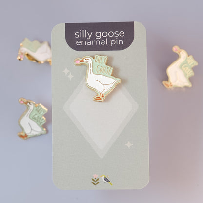 Silly Goose Enamel Pin – Funny Goose Animal Pin