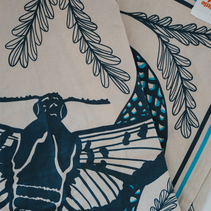 Texas Night & Brush Tea Towel | Moth & Snake Cotton Flour Sack 16" × 28"