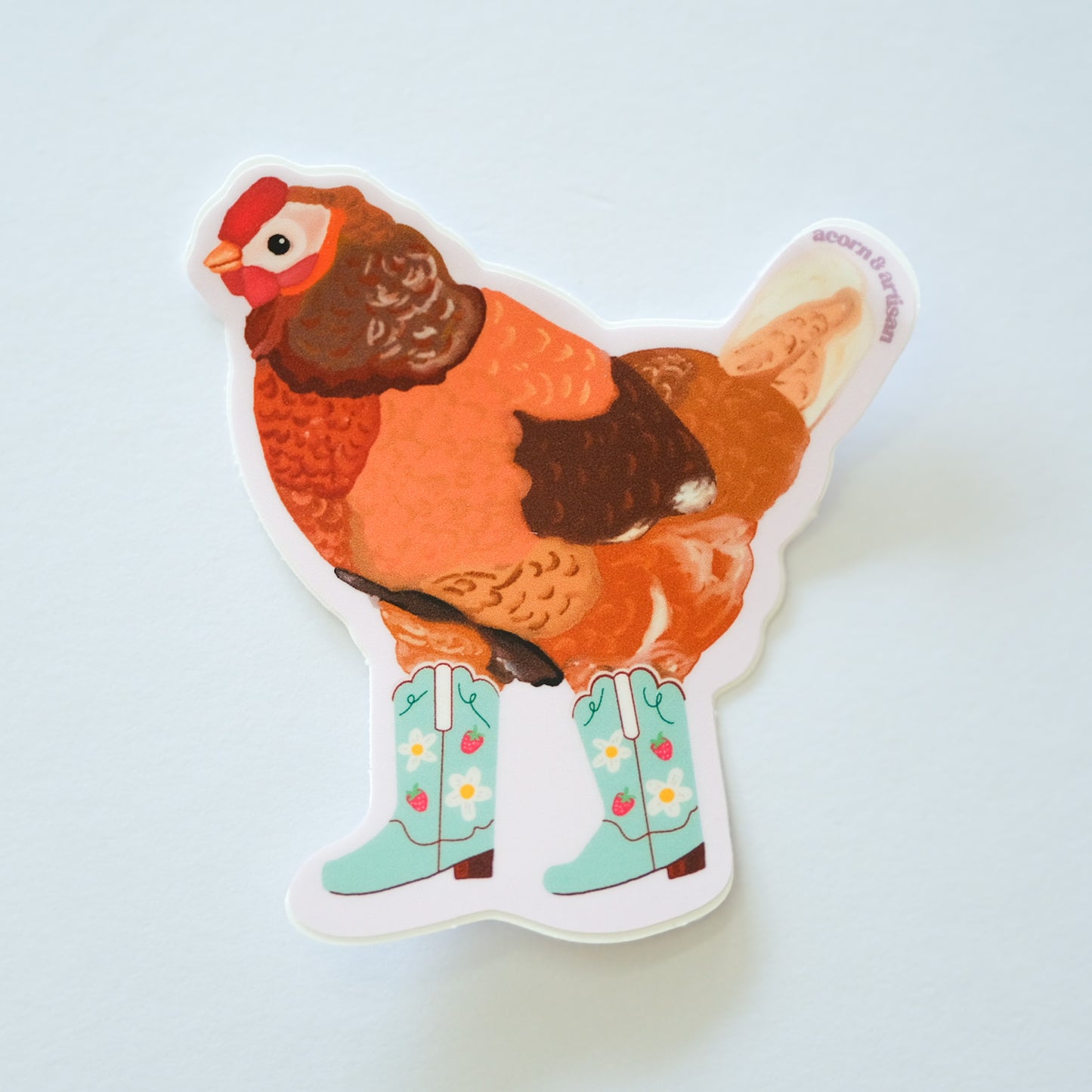 Cowgirl Chicken Vinyl Sticker | 3"