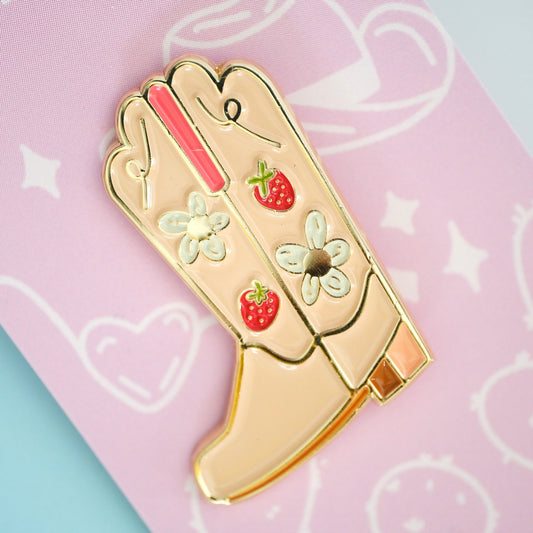 Strawberry Cowgirl Boot Enamel Pin