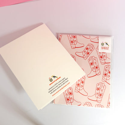 Strawberry Cowgirl Boot Greeting Card – A2 Blank Card