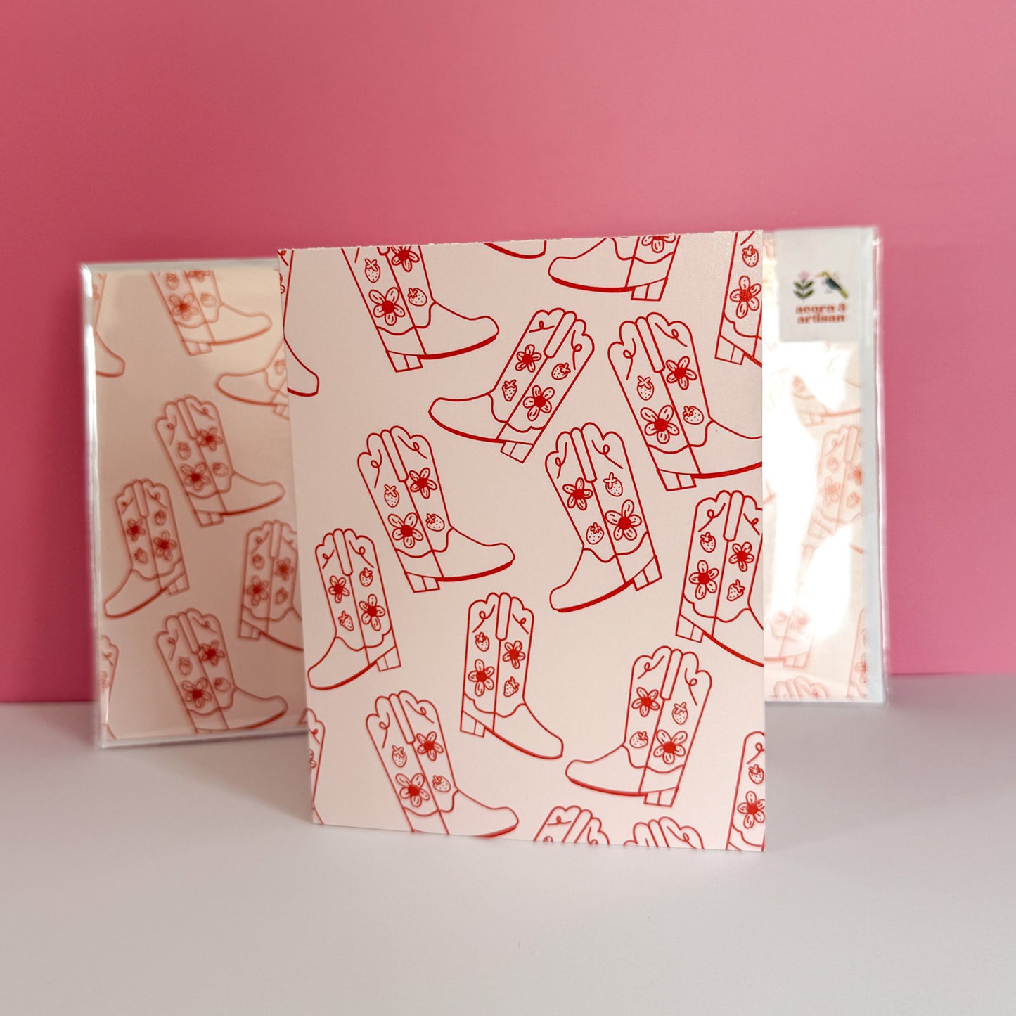 Strawberry Cowgirl Boot Greeting Card – A2 Blank Card