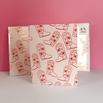 Strawberry Cowgirl Boot Greeting Card – A2 Blank Card