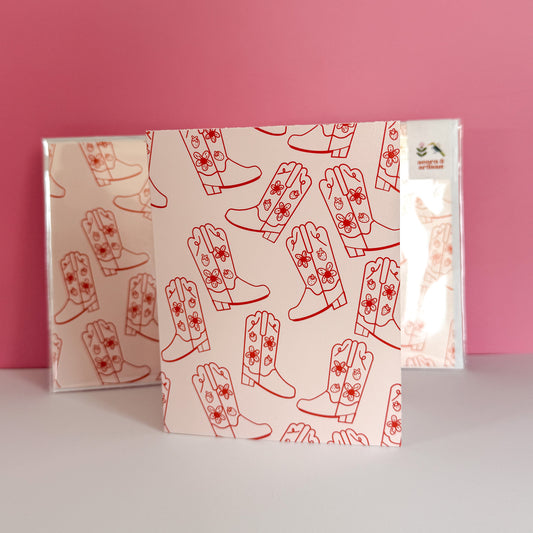 Strawberry Cowgirl Boot Greeting Card – A2 Blank Card
