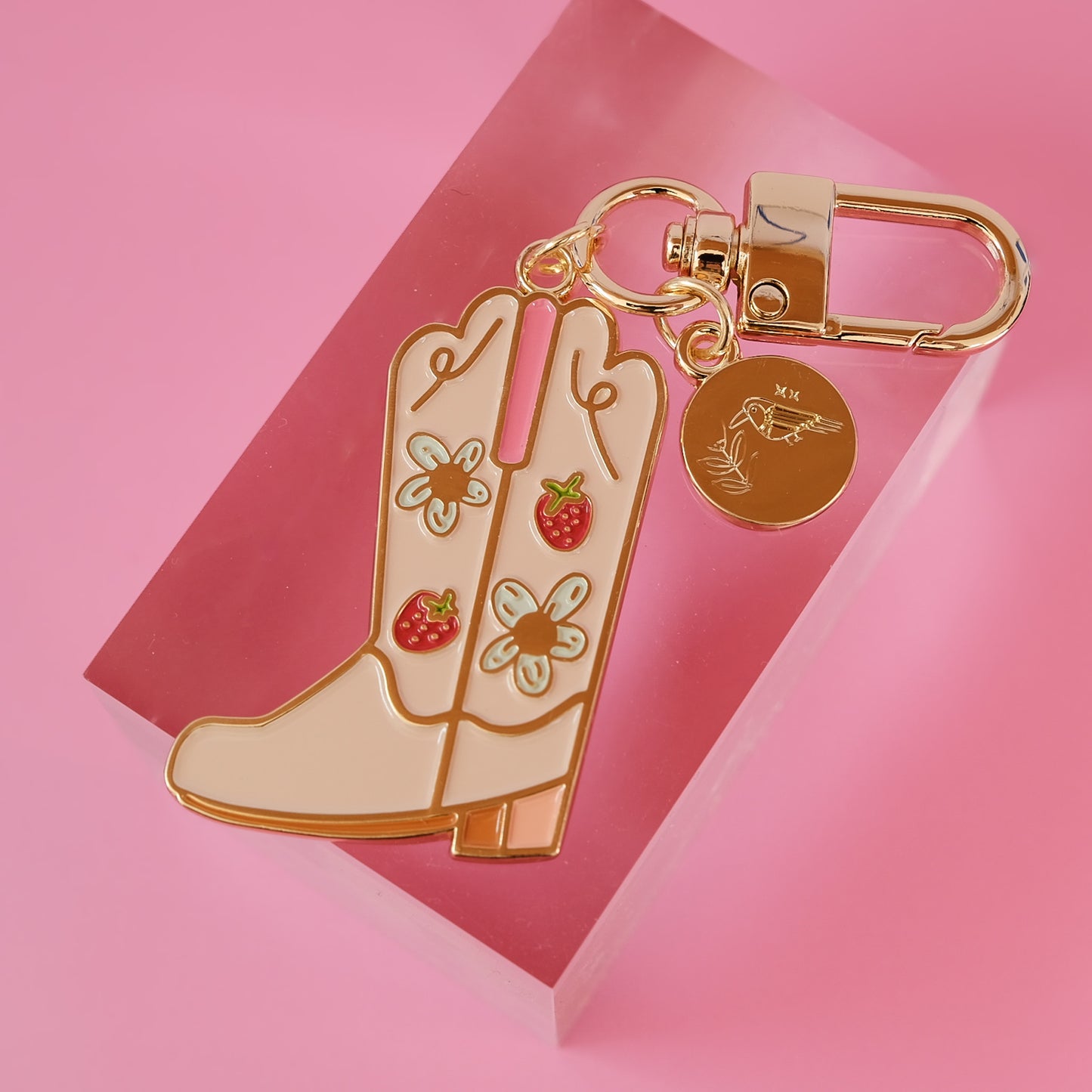 Cowgirl Boot Keychain, Western Enamel Charm