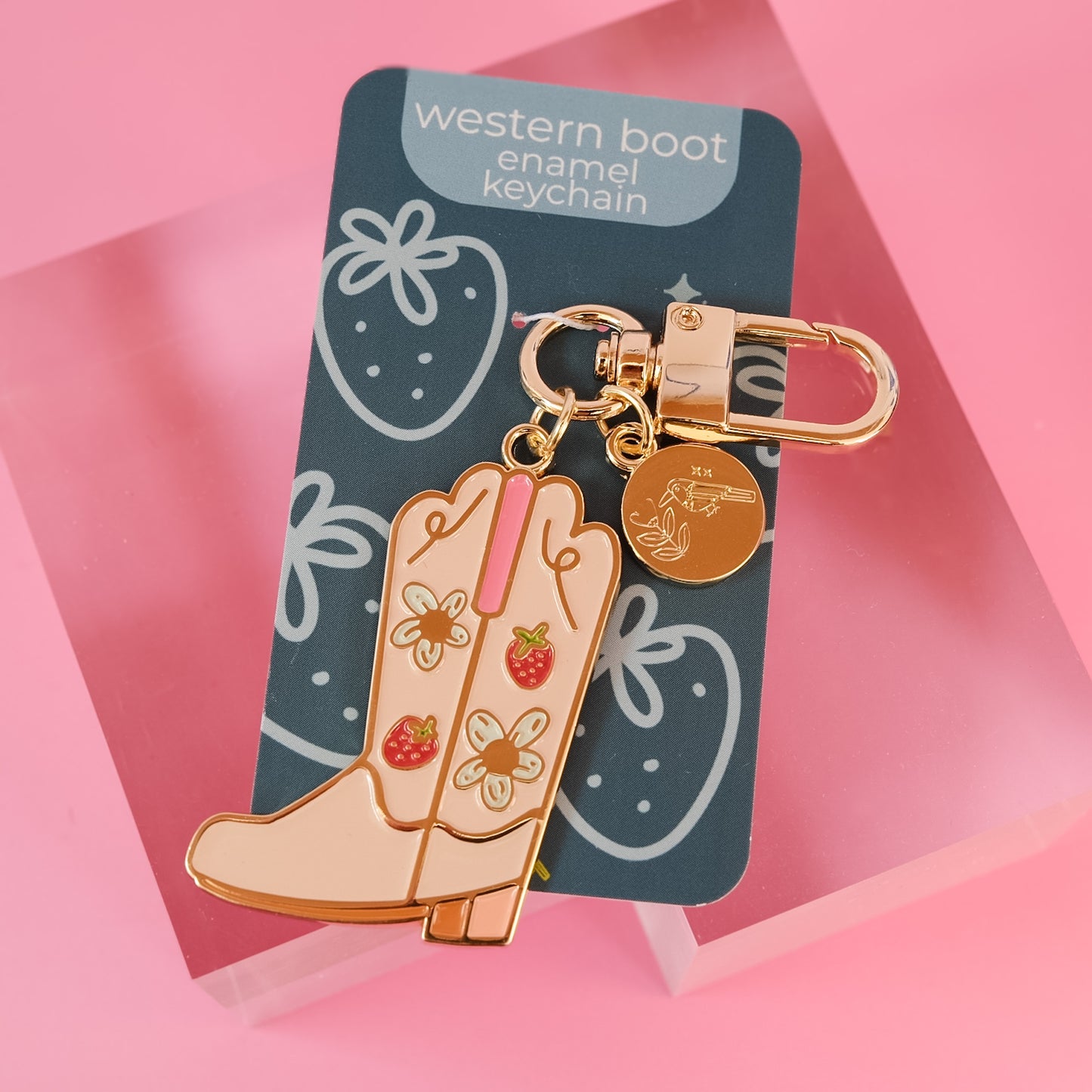 Cowgirl Boot Keychain, Western Enamel Charm
