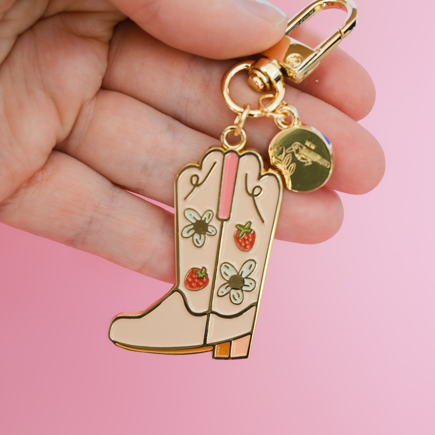 Cowgirl Boot Keychain, Western Enamel Charm