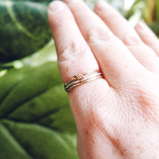 Acadia Stack (Maine Themed Ring Stack: Spinner Ring and 2 Hammered Rings)